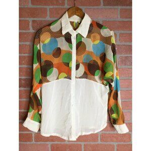 36point5 Women Button Front Shirt Collared Long Sleeve Button Cuffs Medium